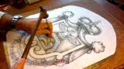 Rafael beginning work on his original hand-drawing...